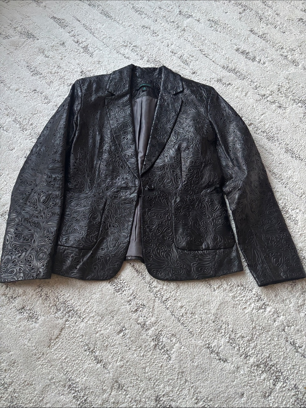 Siena Studio Black Embossed Leather Blazer